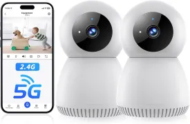 Indoor Camera 5G& 2.4GHz WiFi, 360 Pan/Tilt Cameras for Home Security, 1080P Baby/Pet Camera with Phone App Motion Detection, 2-Way Talk, Night Vision, Siren Alarm, Compatible with Alexa 2Pack