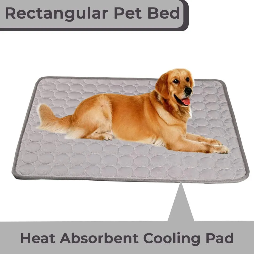 Kuber Industries Rectangular Dog & Cat Bed|Premium Cool Ice Silk Polyester With Bottom Mesh|MultiUtility Self-Cooling Pad For Dog & Cat|Light-weight & Durable Dog Bed|ZQCJ001DG-XS|Dark Grey(Pack Of 3)