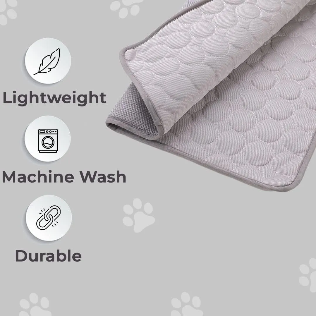 Kuber Industries Rectangular Dog & Cat Bed|Premium Cool Ice Silk Polyester With Bottom Mesh|MultiUtility Self-Cooling Pad For Dog & Cat|Light-weight & Durable Dog Bed|ZQCJ001DG-XS|Dark Grey(Pack Of 3)