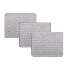Kuber Industries Rectangular Dog & Cat Bed|Premium Cool Ice Silk Polyester With Bottom Mesh|MultiUtility Self-Cooling Pad For Dog & Cat|Light-weight & Durable Dog Bed|ZQCJ001DG-XS|Dark Grey(Pack Of 3)