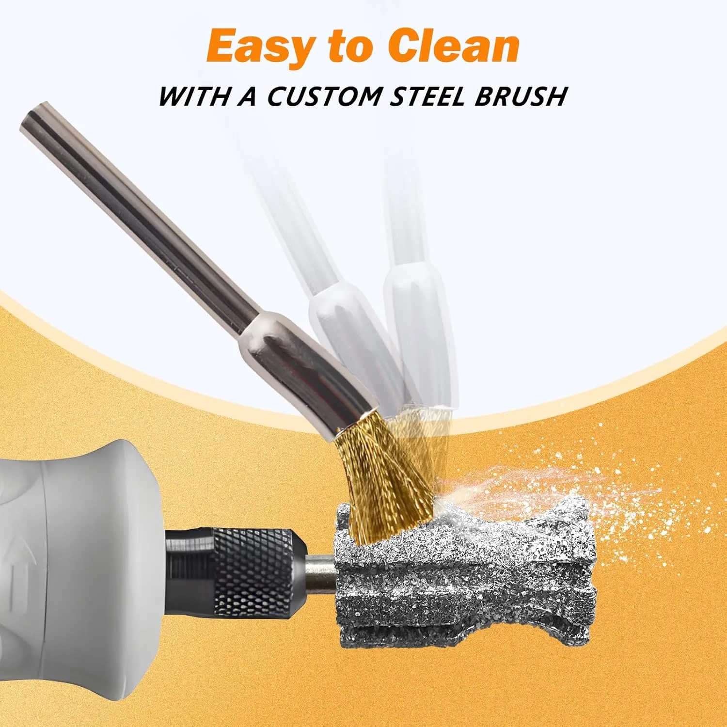 LENONG Fast Cooling Pet Nail Grinder Tip Sawtooth Bit, Anti-Clogging Diamond Dog Nail Grinder Head with Steel Brush for 1/8" Dremel Rotary Tools and Most Brands