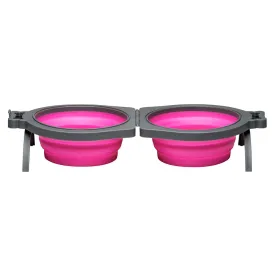 Loving Pets Pink Bella Roma Travel Double Diner Bowl