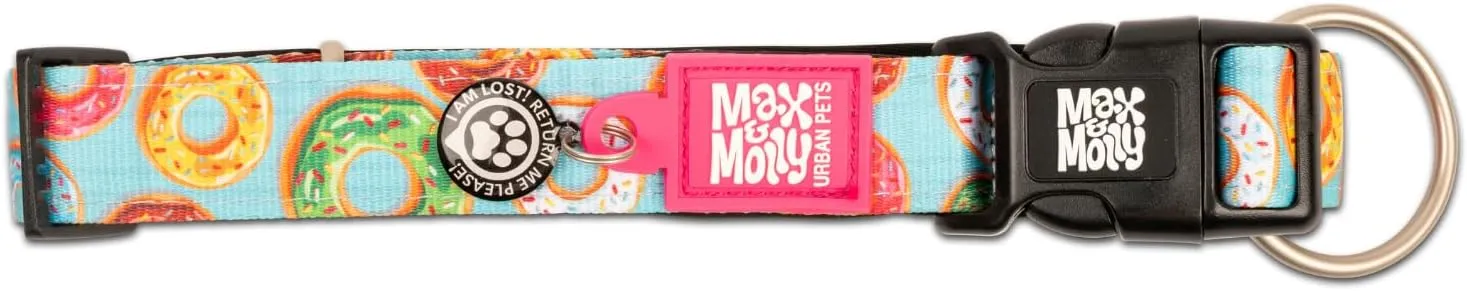 Max & Molly Ultra Comfortable Padded Neoprene Sport Dog Collar with Smart Id Tag, Classic Donuts S (DONUTCOLS),Small