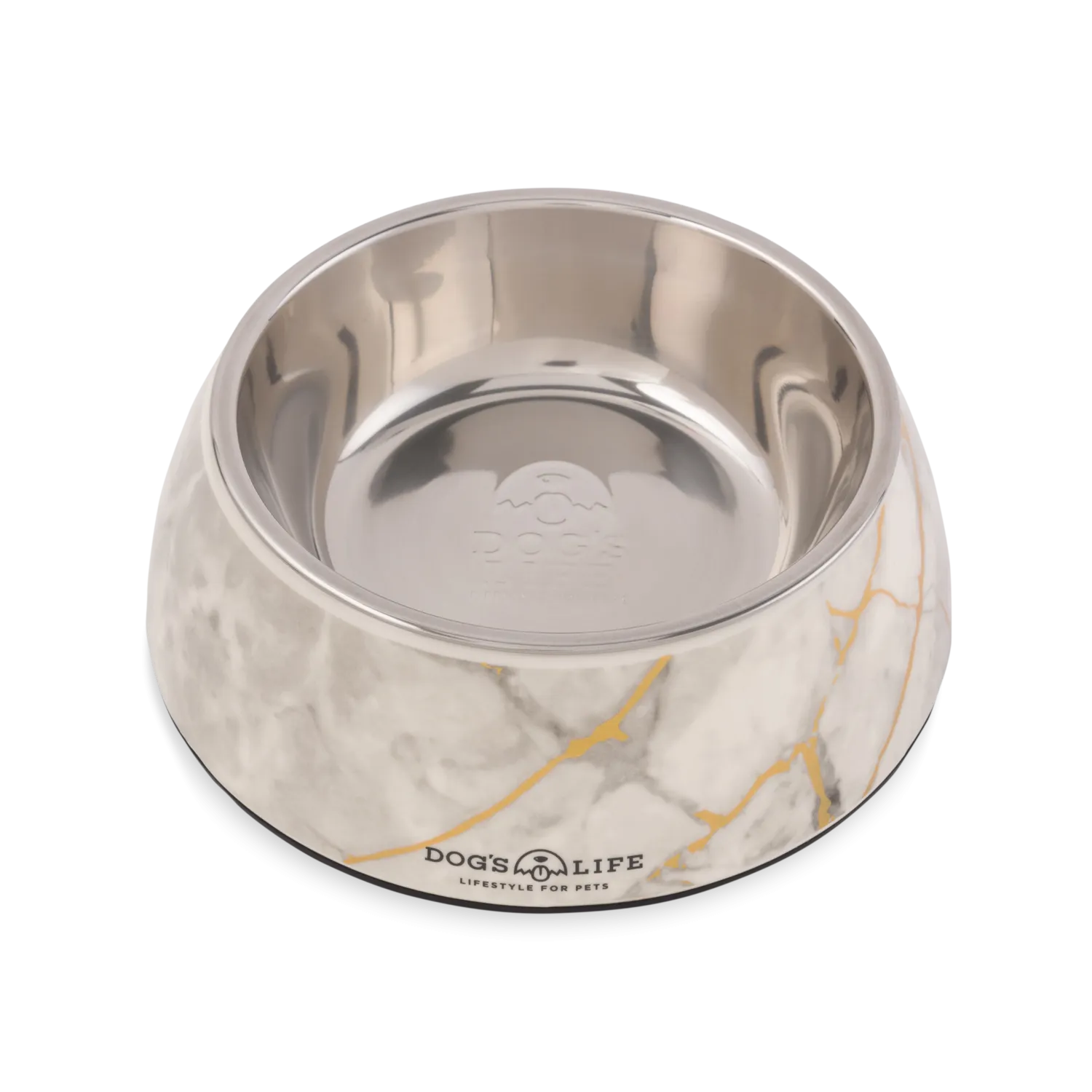 Melamine Stainless Steel Bowl Marble - White
