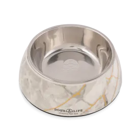 Melamine Stainless Steel Bowl Marble - White