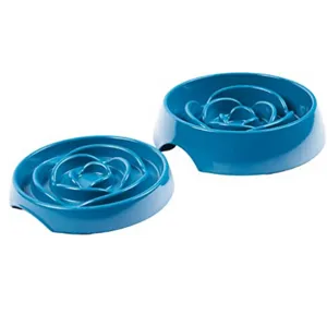 Messy Mutts Interactive Slow Feeder Dog & Cat Bowl Blue