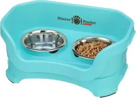 Neater Feeder Deluxe Mess Proof Dog Bowls Elevated for Small Breed  Made in USA  No Spill Raised Dog Food Bowl Stand  Stainless Steel Food and Water Bowl Set, Pet Feeding Station, Aquamarine