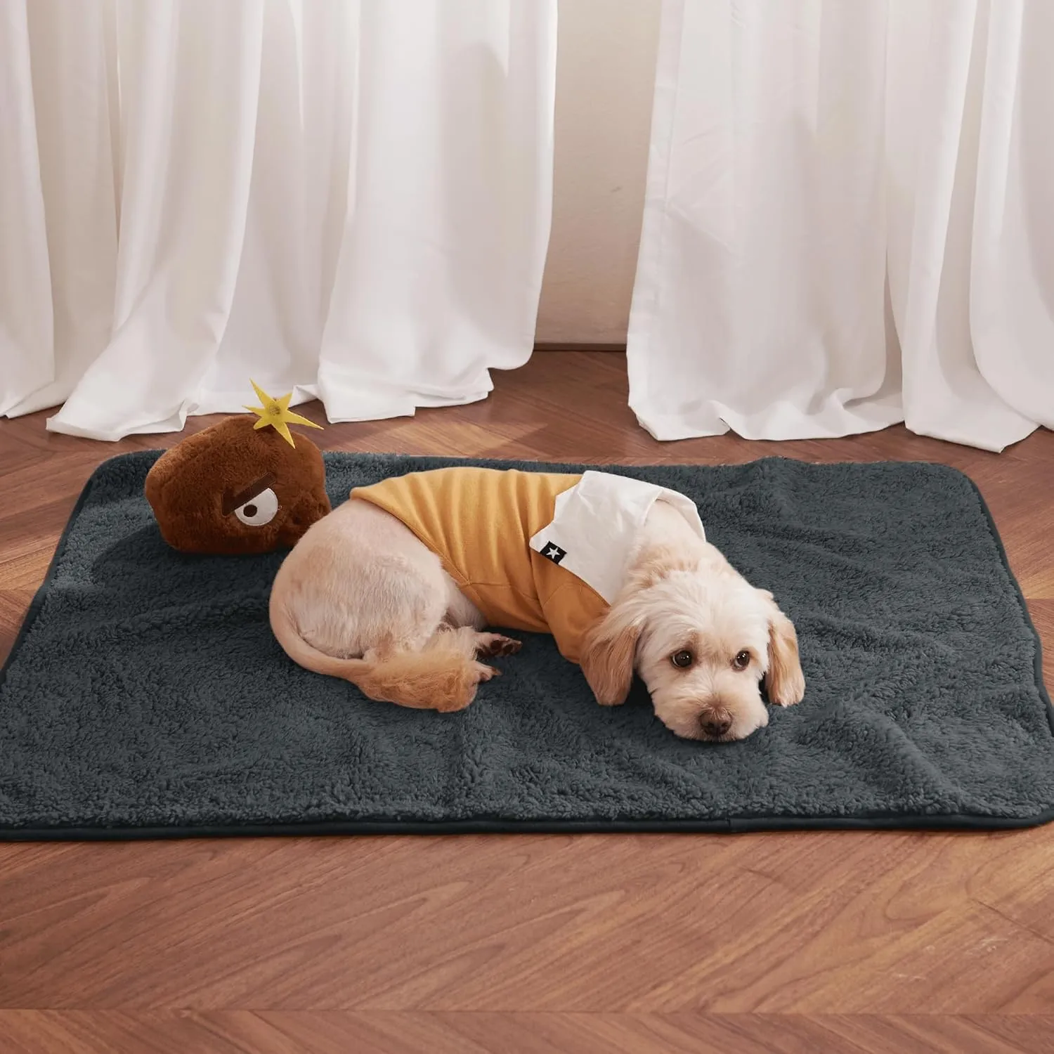 NICETOWN Dog Bed Covers Pads Puppy Pads Washable Mats for Dog Couch Protection Super Soft Pet Covers Reversible Sherpa Fleece Blanket for Large, Pet Lovers Present, 50" x 60", Grey