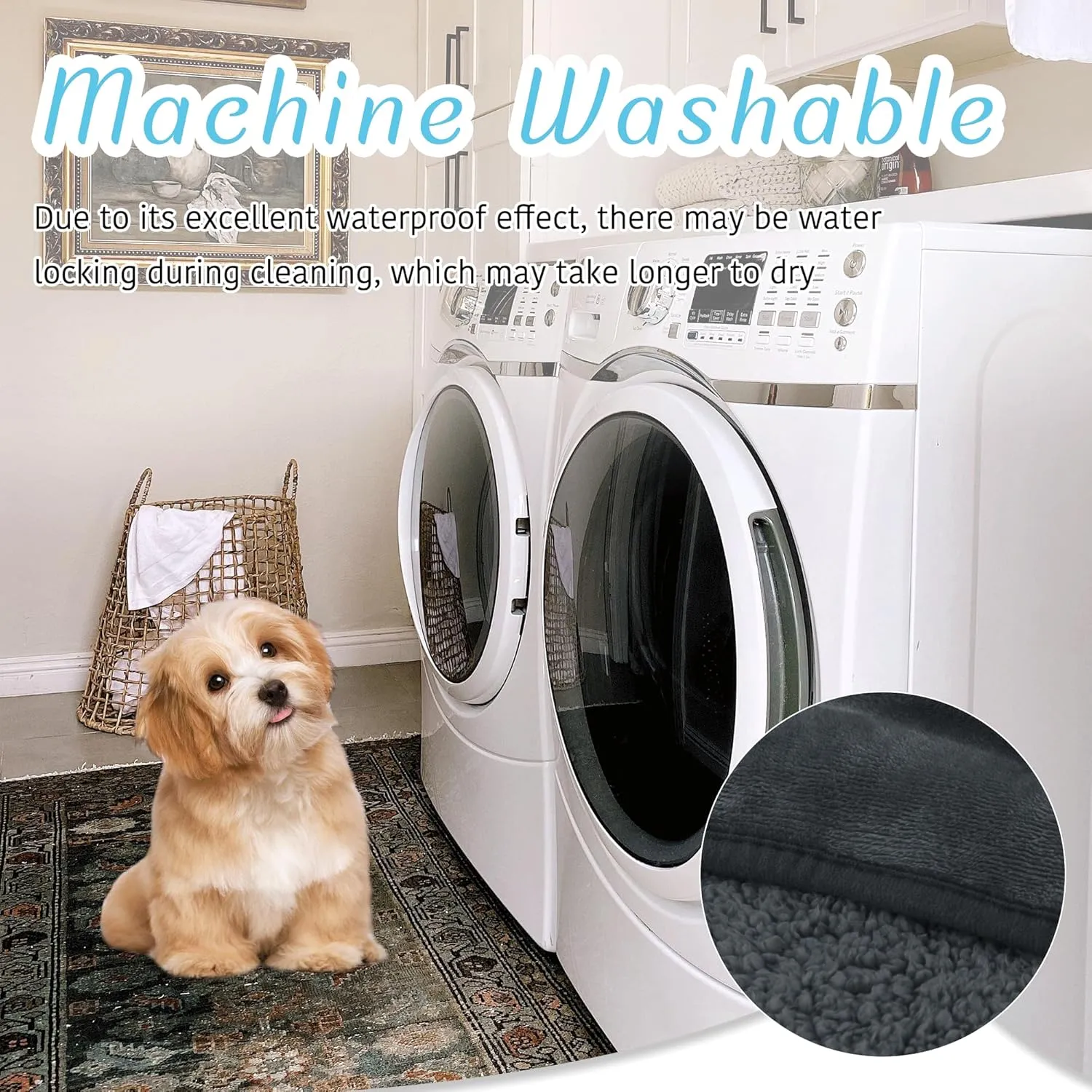 NICETOWN Dog Bed Covers Pads Puppy Pads Washable Mats for Dog Couch Protection Super Soft Pet Covers Reversible Sherpa Fleece Blanket for Large, Pet Lovers Present, 50" x 60", Grey