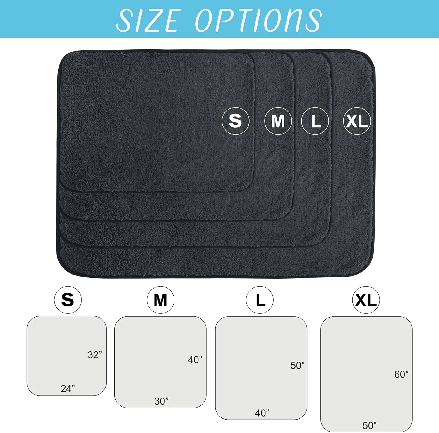 NICETOWN Dog Bed Covers Pads Puppy Pads Washable Mats for Dog Couch Protection Super Soft Pet Covers Reversible Sherpa Fleece Blanket for Large, Pet Lovers Present, 50" x 60", Grey