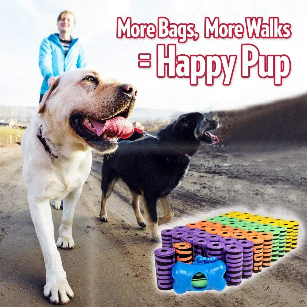 OUT! Dog Waste Bags with Leash Bag Dispenser  Rainbow Colored  Strong, Leak-Proof Poop Bags  Includes Easy Dispensing Box  750 Count