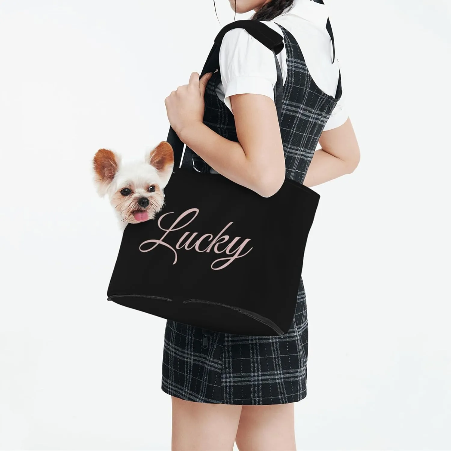 Personalized Pet Carrier, Custom Dog & Cat Pet Carrier, Custom Foldable Soft-Sided Puppy Name Carrier Purse Tote Bags Breathable Outdoor Pet Carriers for Small Pets - Pet Travel Bag - Dog Mom Tote