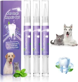 Pet Oral Repair Gel for Dogs, 2025 New Pet Oral Restoration Whitening Gels, Dog Teeth Cleaning Pen, Pet Teeth Care Gels Cleaner Teeth & Fresher Breath, Pets Toothbrush Pen for Dogs & Cats (3)