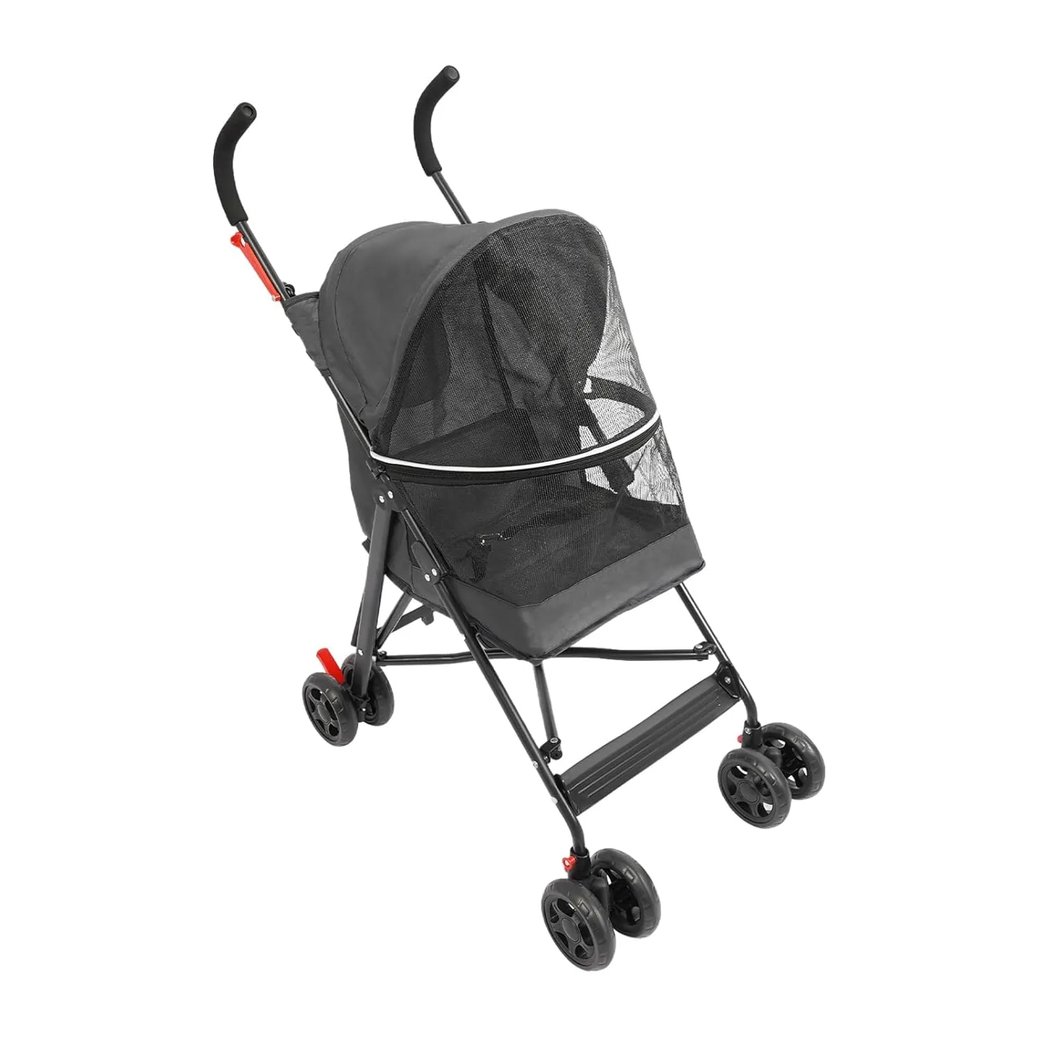 Pet Travel Stroller, Pet Stroller Made of Oxford Cloth, Spray Molding Foldable Pet Stroller 22 * 18 * 38in (Black)
