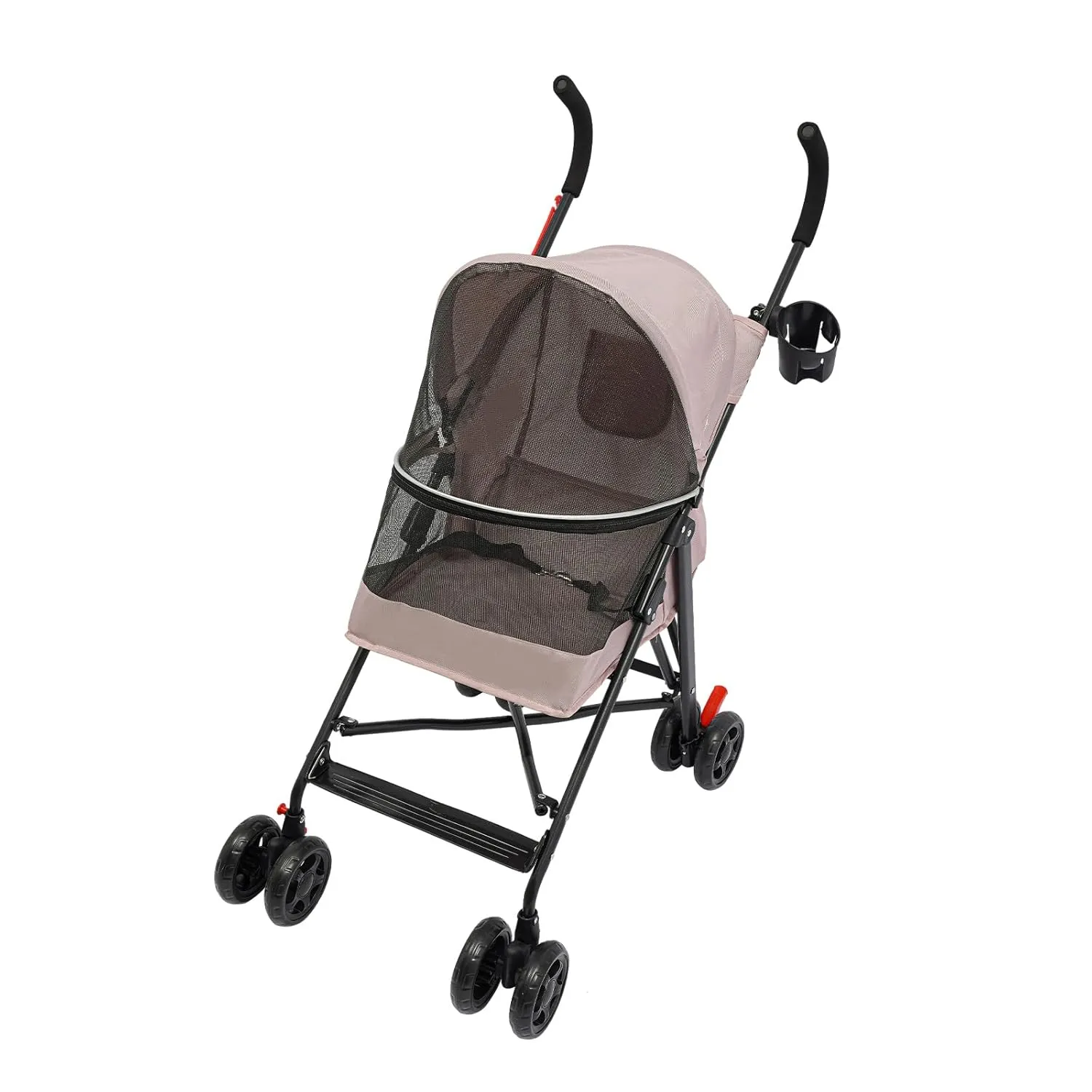 Pet Travel Stroller, Pet Stroller Made of Oxford Cloth, Spray Molding Foldable Pet Stroller 22 * 18 * 38in (Pink)