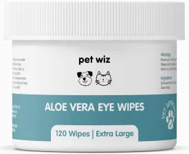 pet wiz Aloe Vera Eye Wipes for Cleaning Dogs & Cats - Extra Large