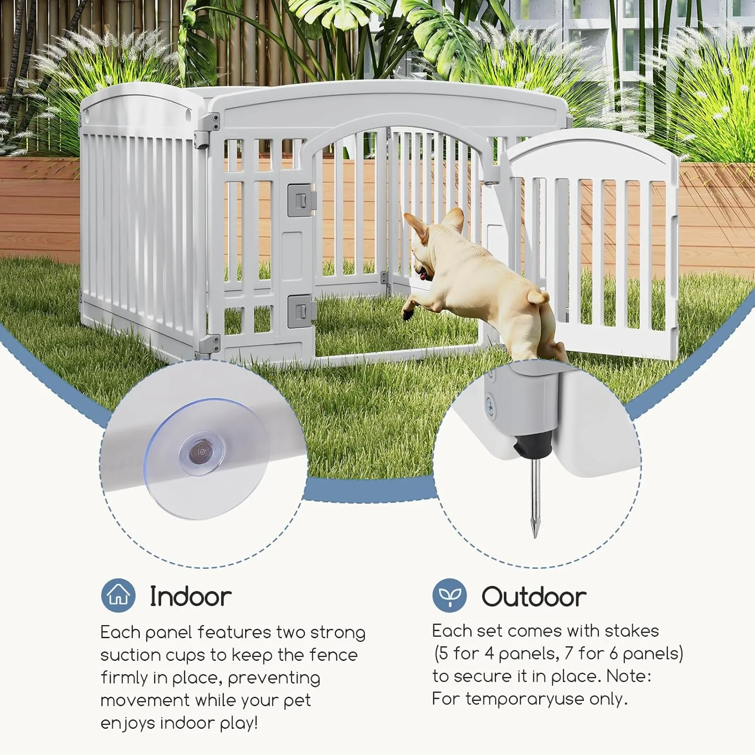 Plastic Dog Playpen | 4-Panel 24" Safe & Secure Indoor/Outdoor Pet Fence | Folding & Portable | Ideal for Small Dogs | Easy to Clean White