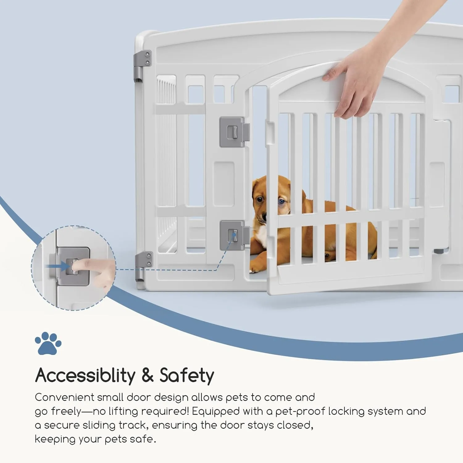 Plastic Dog Playpen | 4-Panel 24" Safe & Secure Indoor/Outdoor Pet Fence | Folding & Portable | Ideal for Small Dogs | Easy to Clean White