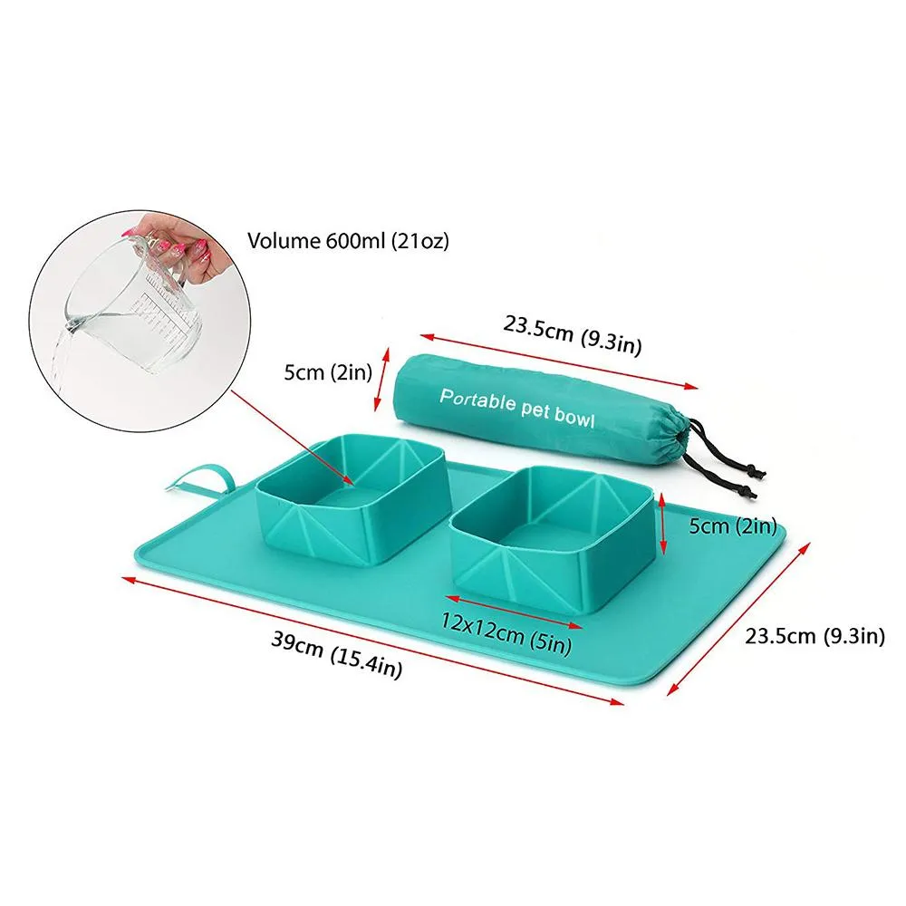 Portable Pet Food Bowls - Collapsible - 600ml Capacity