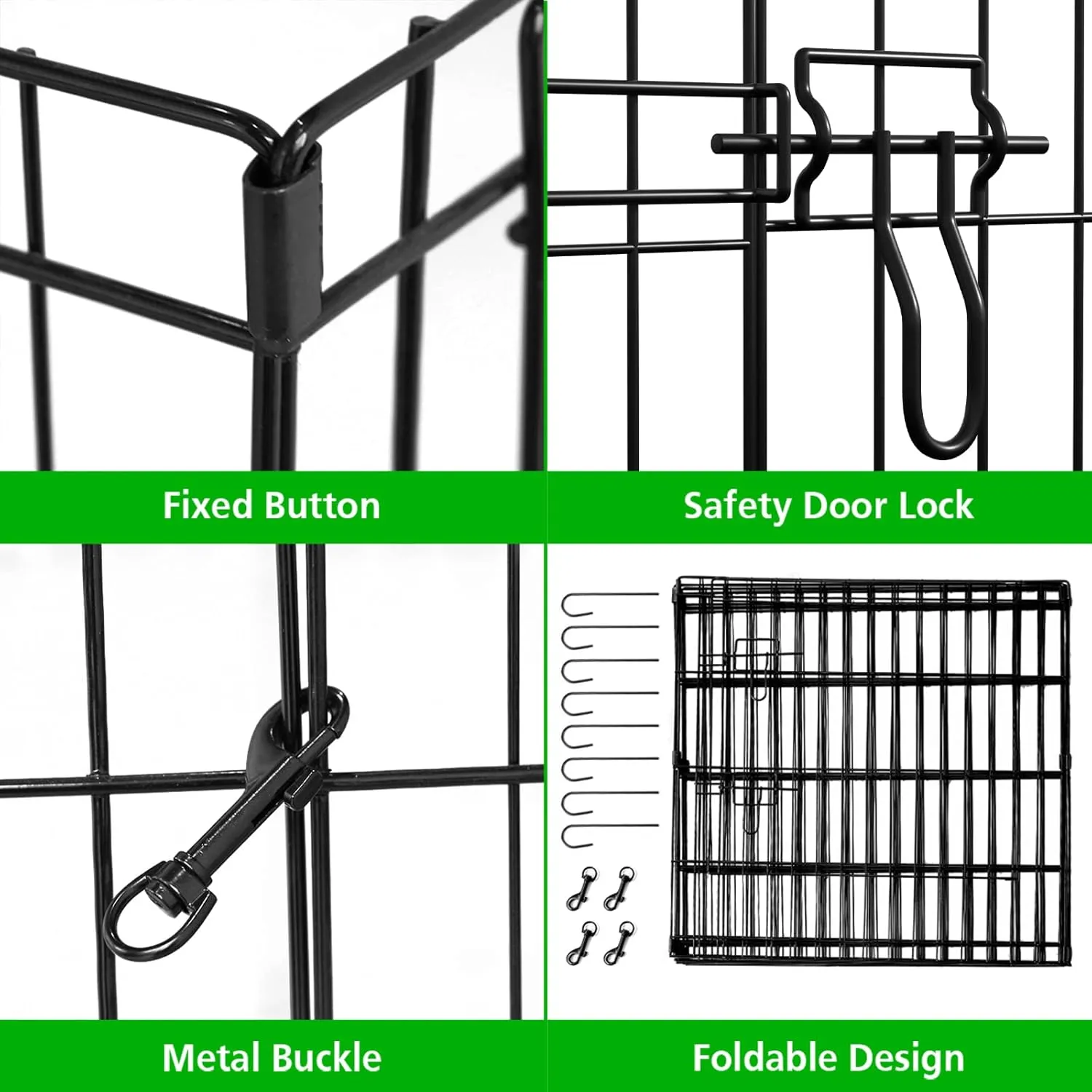 Puppy Pet Playpen 8 Panel 24 Inch Indoor Outdoor Metal Portable Folding Animal Exercise Dog Fence Ideal for Pet Animals Dog Cat Rabbit Breed Puppy (24" x 24" x 8)