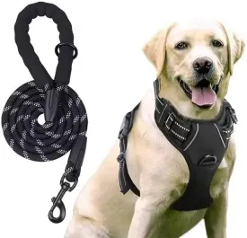 Reflective Dog Harness Set, No-Pull, Adjustable, with Leash and Handle (Black) - E.S.E - Elite Smart Essentials