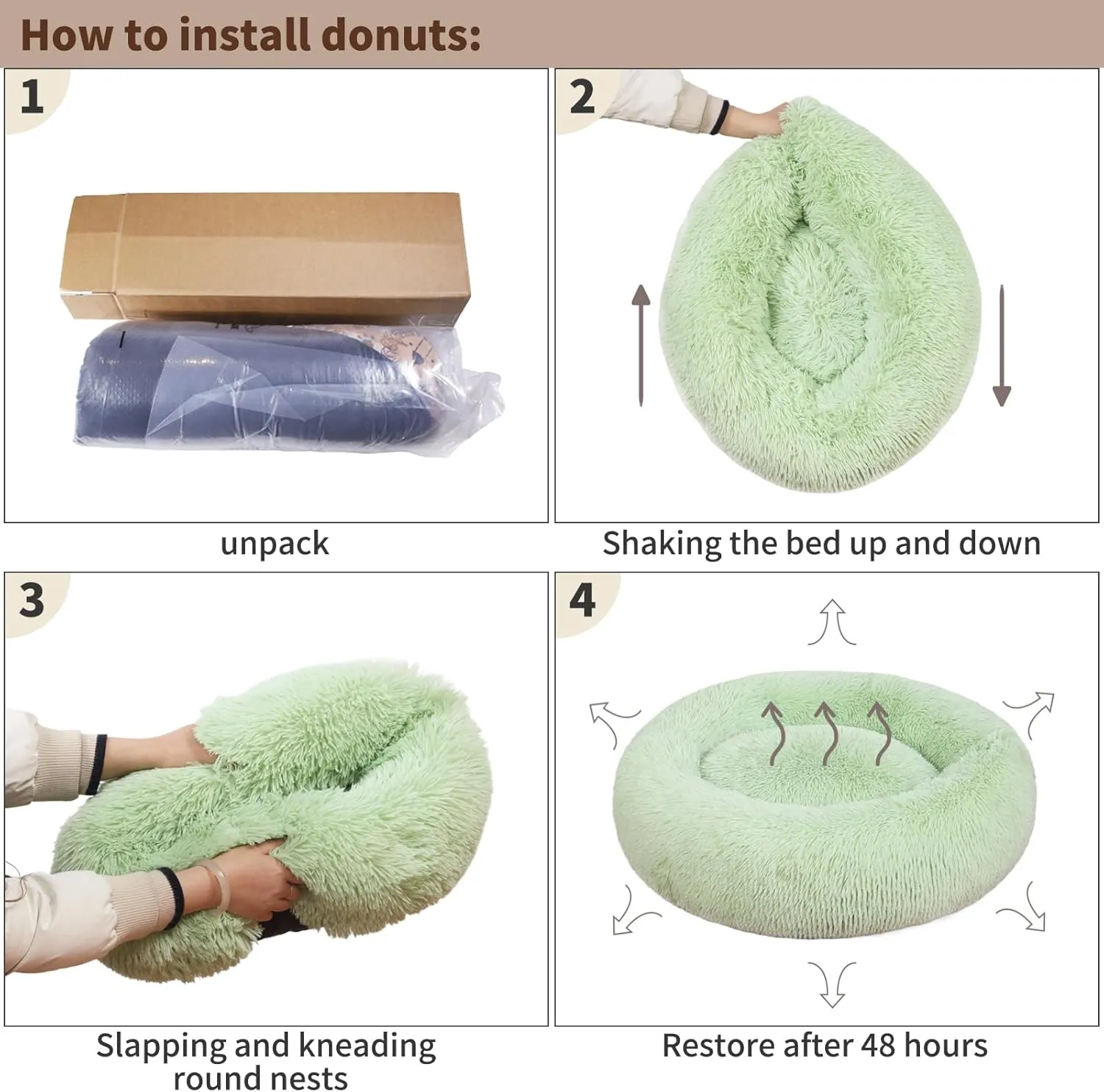 Round Calming Dog & Cat Bed, Anti-Anxiety Donut Cuddler Warming Cozy Soft Round Bed, Fluffy Faux Fur Plush Cushion Bed, Washable Soft Warm Pet Bed with Non-Slip Bottom (Blue, S(25*25*8in))