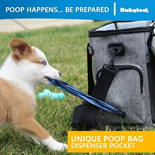 Rubyloo The Original Doggy Bag™- Dog Travel Bag for Supplies with 2 BPA-Free Collapsible Dog Bowls, 2 Dog Food Travel Containers-A Dog Travel Kit for Road Trips or Weekend Away. Airline Approved