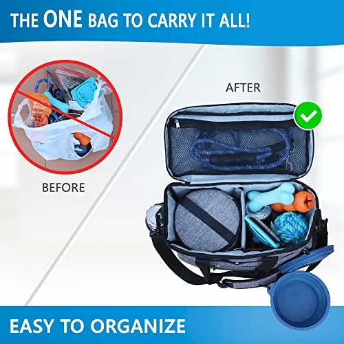Rubyloo The Original Doggy Bag™- Dog Travel Bag for Supplies with 2 BPA-Free Collapsible Dog Bowls, 2 Dog Food Travel Containers-A Dog Travel Kit for Road Trips or Weekend Away. Airline Approved