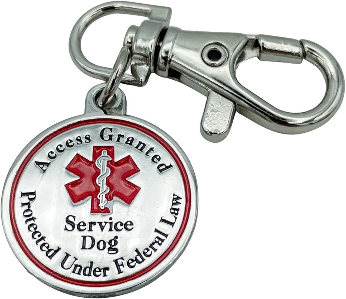Service Dog Tag Double Sided Red Medical Alert Symbol Medal for Small Dogs Use for Collars Harness Vest Easy to Switch Pet ID