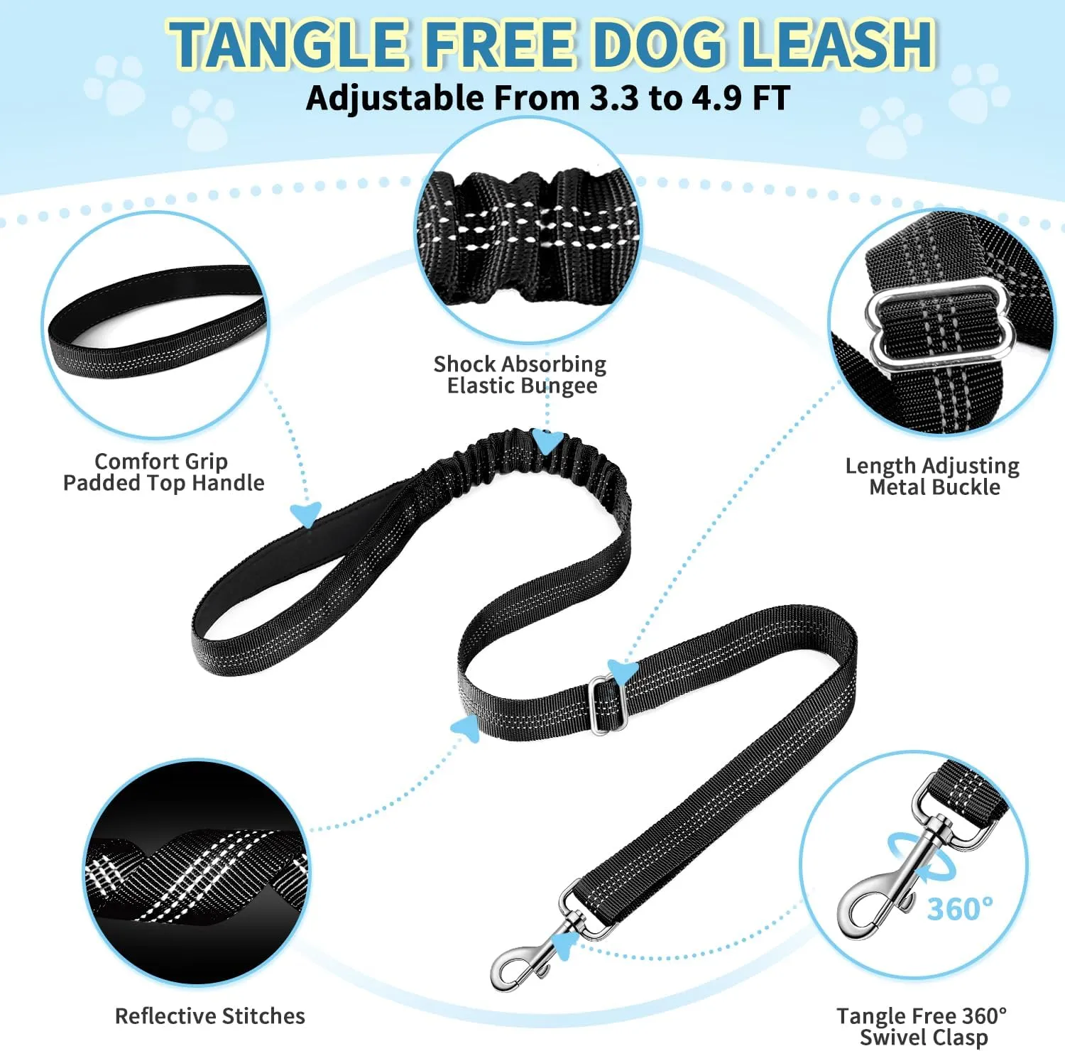 SlowTon No Pull Small Dog Harness and Leash Set, Puppy Soft Vest Harness Neck & Chest Adjustable, Reflective Lightweight Harness & Anti-Twist Pet Lead Combo for Small Medium Dogs (Black, XS)