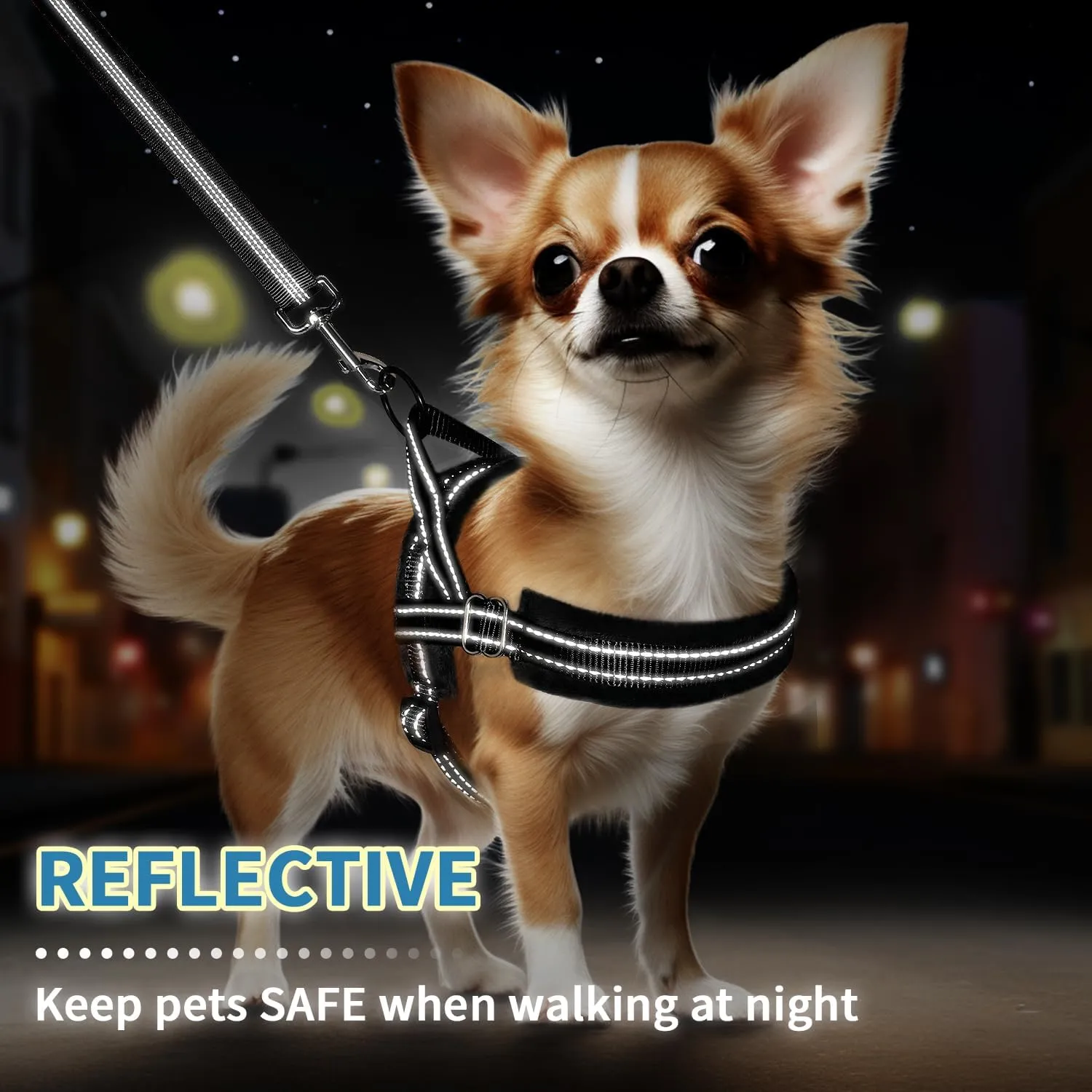 SlowTon No Pull Small Dog Harness and Leash Set, Puppy Soft Vest Harness Neck & Chest Adjustable, Reflective Lightweight Harness & Anti-Twist Pet Lead Combo for Small Medium Dogs (Black, XS)