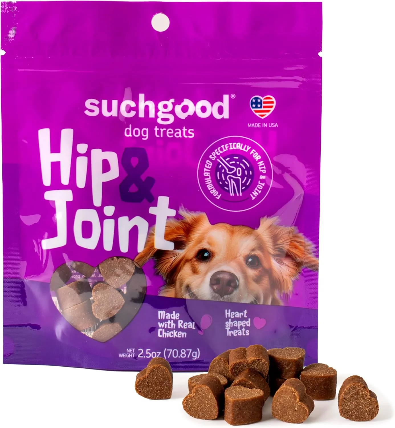SuchGood Hip and Joint Dog Treats - 70 Count Advanced Joint Support Chews for All Breed Sizes, Premium Glucosamine and Chondroitin for Dogs - (Chicken Flavor, 2 Pack)