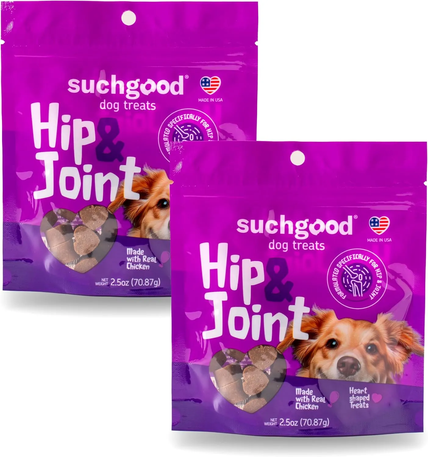 SuchGood Hip and Joint Dog Treats - 70 Count Advanced Joint Support Chews for All Breed Sizes, Premium Glucosamine and Chondroitin for Dogs - (Chicken Flavor, 2 Pack)