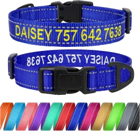 TagME Personalized Dog Collar with Name, Embroidered Custom Dog Collars with Pet Name and Phone Number for Medium Dogs, Navy Blue