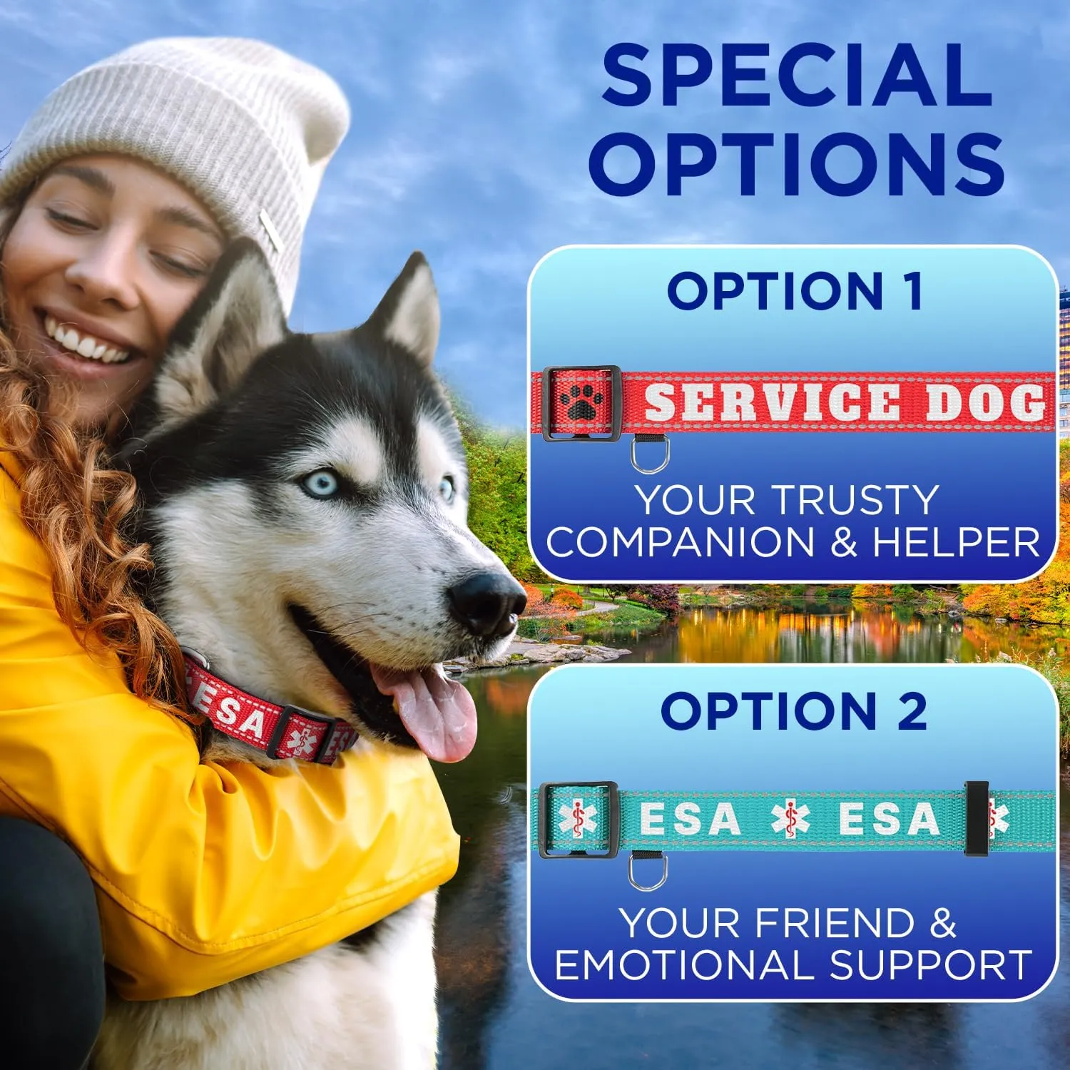TECEUM Reflective Pet Collar  Red - Service Dog  XL  Extra Soft Padding  Basic Nylon Dog Collar  Quick Release Buckle  Fits Small, Medium and Large Dogs, Puppies, Cats