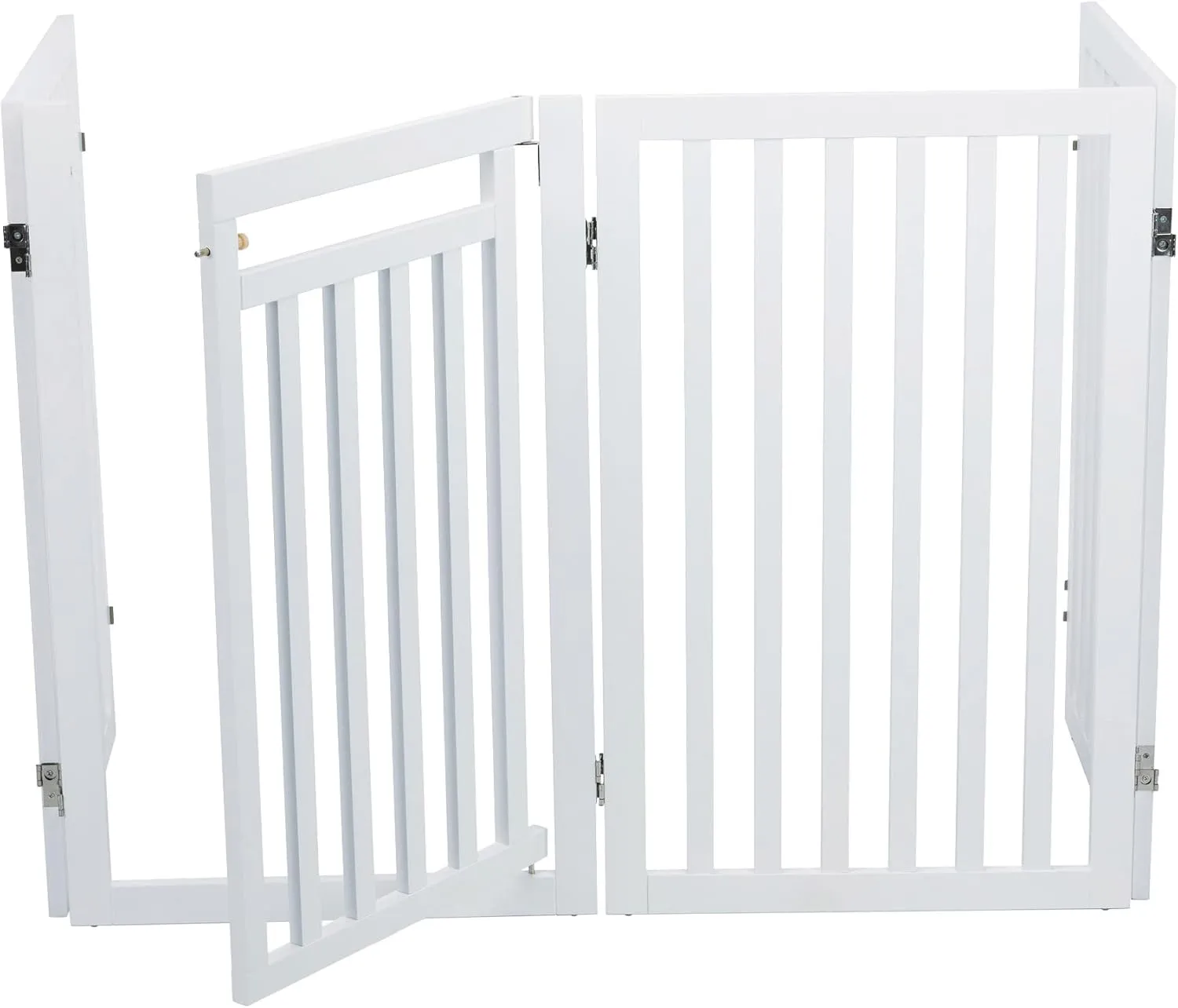 Trixie Freestanding 4-Panel Pet Gate, Foldable Pet Barrier Fence, Convertible Pet Pen, 32-in Tall, Walk Through Door, White