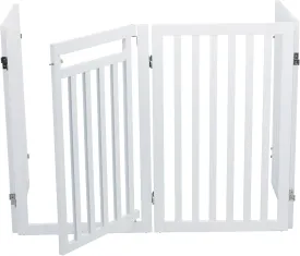 Trixie Freestanding 4-Panel Pet Gate, Foldable Pet Barrier Fence, Convertible Pet Pen, 32-in Tall, Walk Through Door, White
