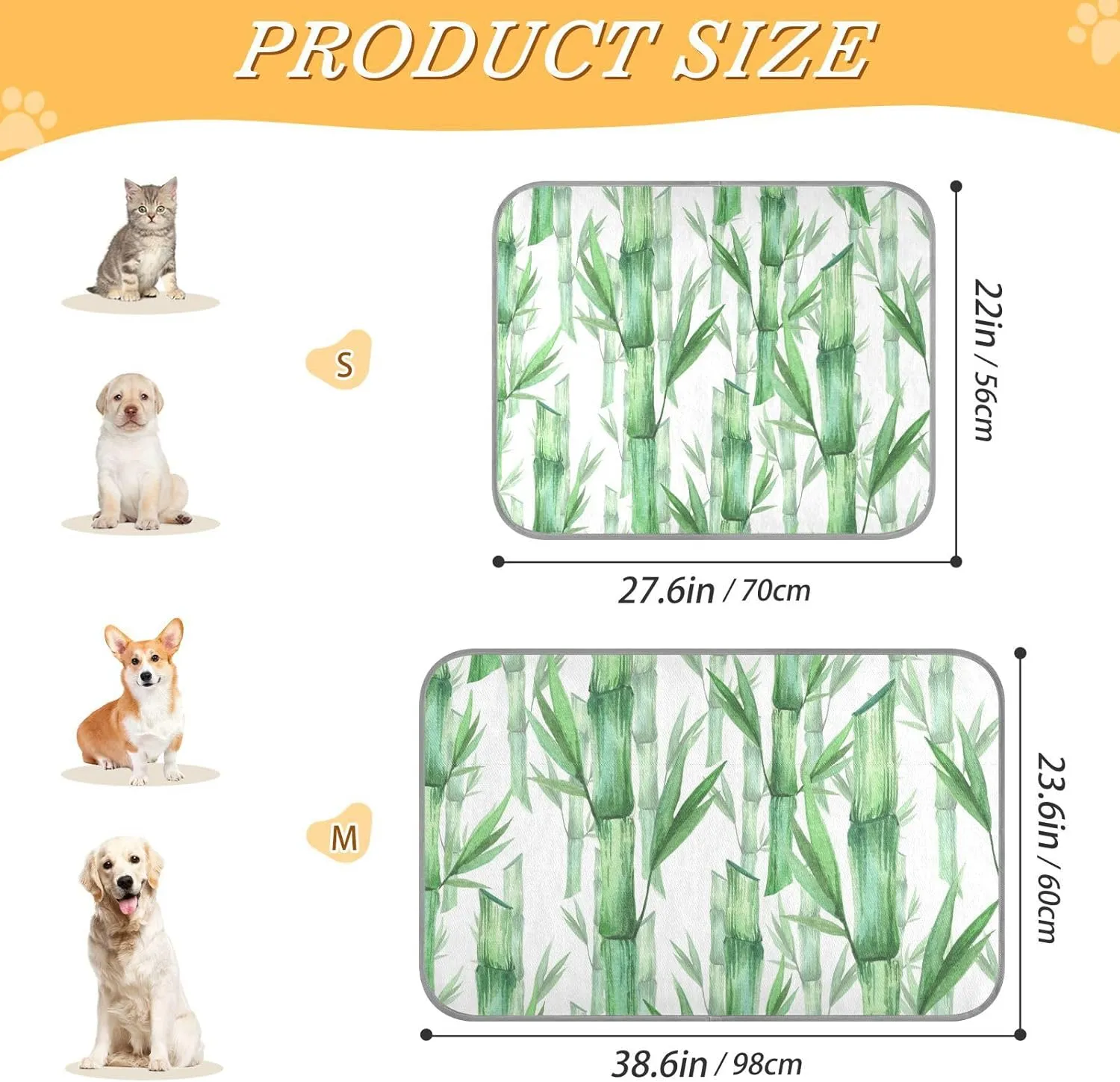 Washable Dog Cooling Mat Bamboo Summer Cats Sleeping Mat Watercolor Summer Dog Bed Mats 22x27.6inch Pet Ice Silk Sleep Kennel Pad Animal Sleep Bed for Home Outdoor Travel
