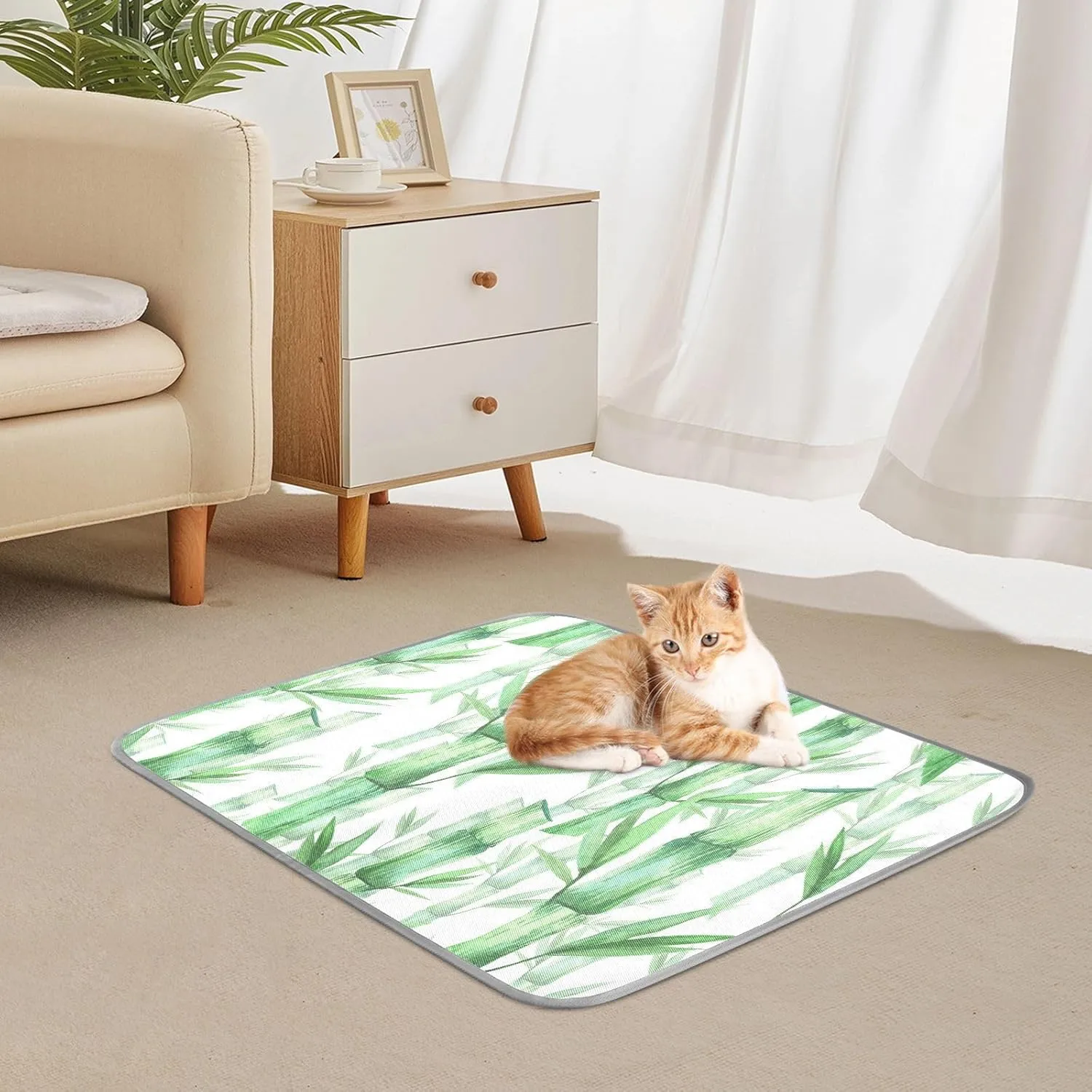 Washable Dog Cooling Mat Bamboo Summer Cats Sleeping Mat Watercolor Summer Dog Bed Mats 22x27.6inch Pet Ice Silk Sleep Kennel Pad Animal Sleep Bed for Home Outdoor Travel