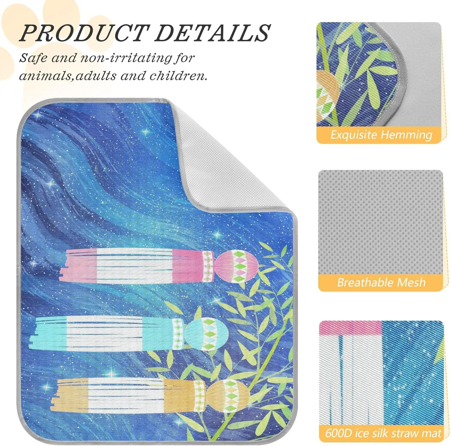 Washable Dog Cooling Mat Summer Milky Way Bamboo Summer Cats Sleeping Mat Magic Galaxy Dog Bed Mats 22x27.6inch Pet Ice Silk Sleep Kennel Pad Animal Sleep Bed for Home Outdoor Travel