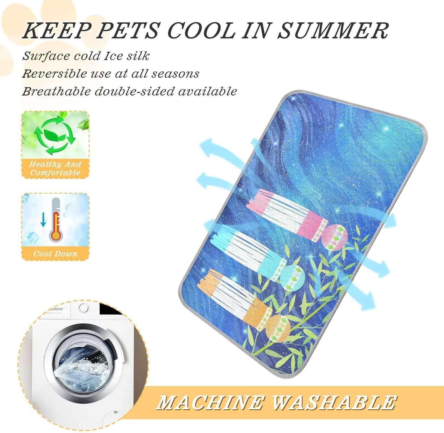 Washable Dog Cooling Mat Summer Milky Way Bamboo Summer Cats Sleeping Mat Magic Galaxy Dog Bed Mats 22x27.6inch Pet Ice Silk Sleep Kennel Pad Animal Sleep Bed for Home Outdoor Travel