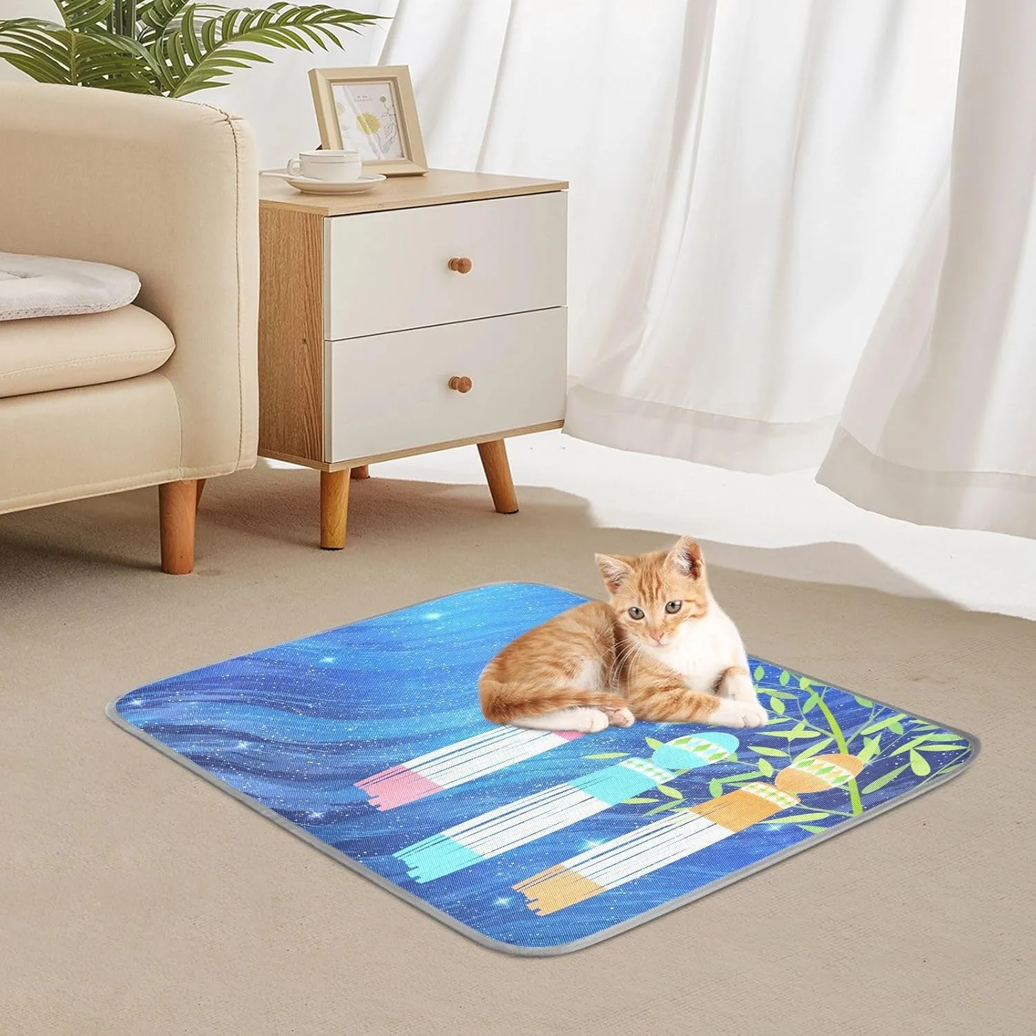 Washable Dog Cooling Mat Summer Milky Way Bamboo Summer Cats Sleeping Mat Magic Galaxy Dog Bed Mats 22x27.6inch Pet Ice Silk Sleep Kennel Pad Animal Sleep Bed for Home Outdoor Travel
