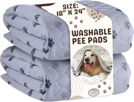 Washable Pee Pads for Dogs, 2 Pack - 18"" x 24"" Reusable Puppy Pads Super Absorbent for Pet Training, Waterproof, Non Slip, Blue
