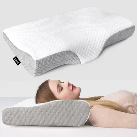 ZAMAT Memory Foam Pillow for Neck Pain Relief, Adjustable Ergonomic Cervical Pillow for Sleeping, Orthopedic Neck Pillow with Washable Cover, Bed Pillows for Side, Back, Stomach Sleepers